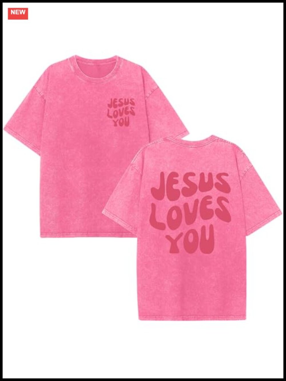 Christian Oversized Jesus Loves You Graphic Tee Acid Wash Cotton